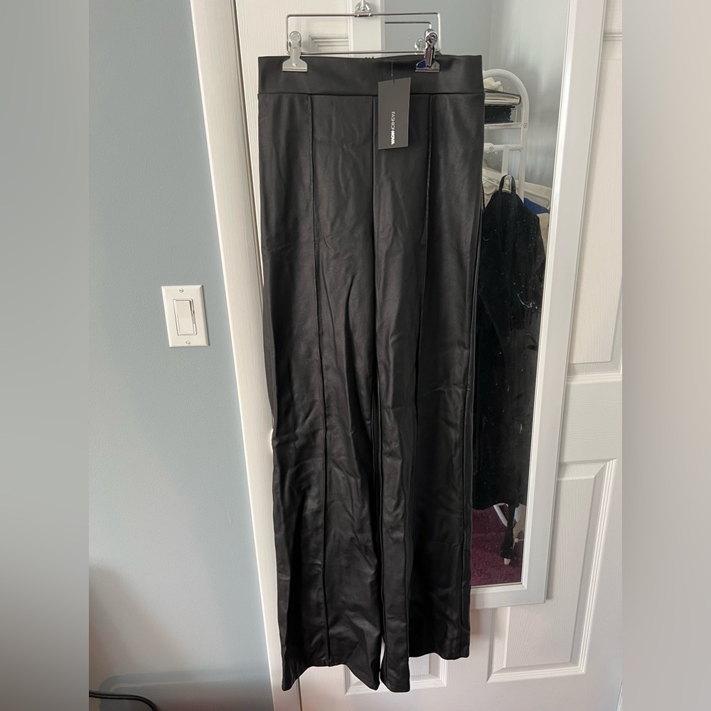 Fashion Nova Victoria High Waisted Dress Pants - Faux Leather